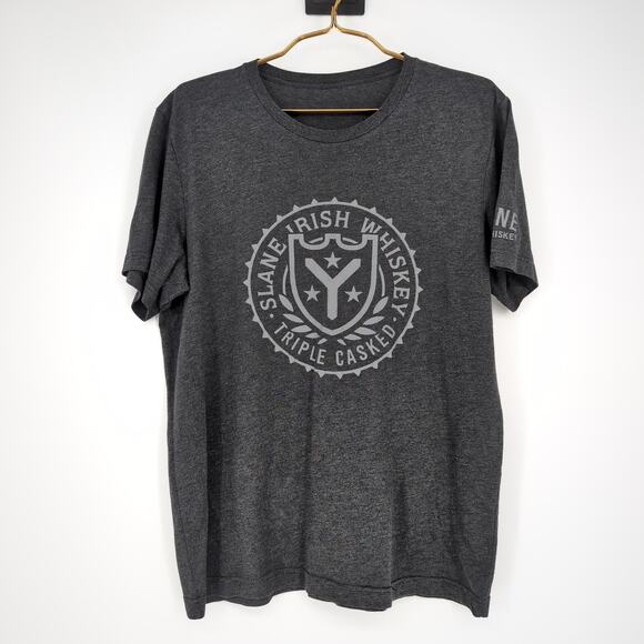 Slane Irish Whiskey Dark Distressed Gray Crewneck Men's T-shirt/Tee- Size L -GUC - Picture 1 of 11